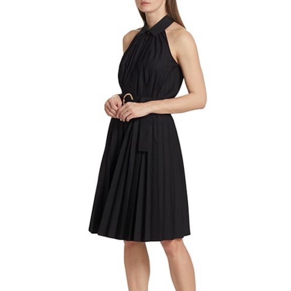 Elie Tahari Pleated Fit & Flare Belted Halter Midi-Dress - Picture 6 of 16